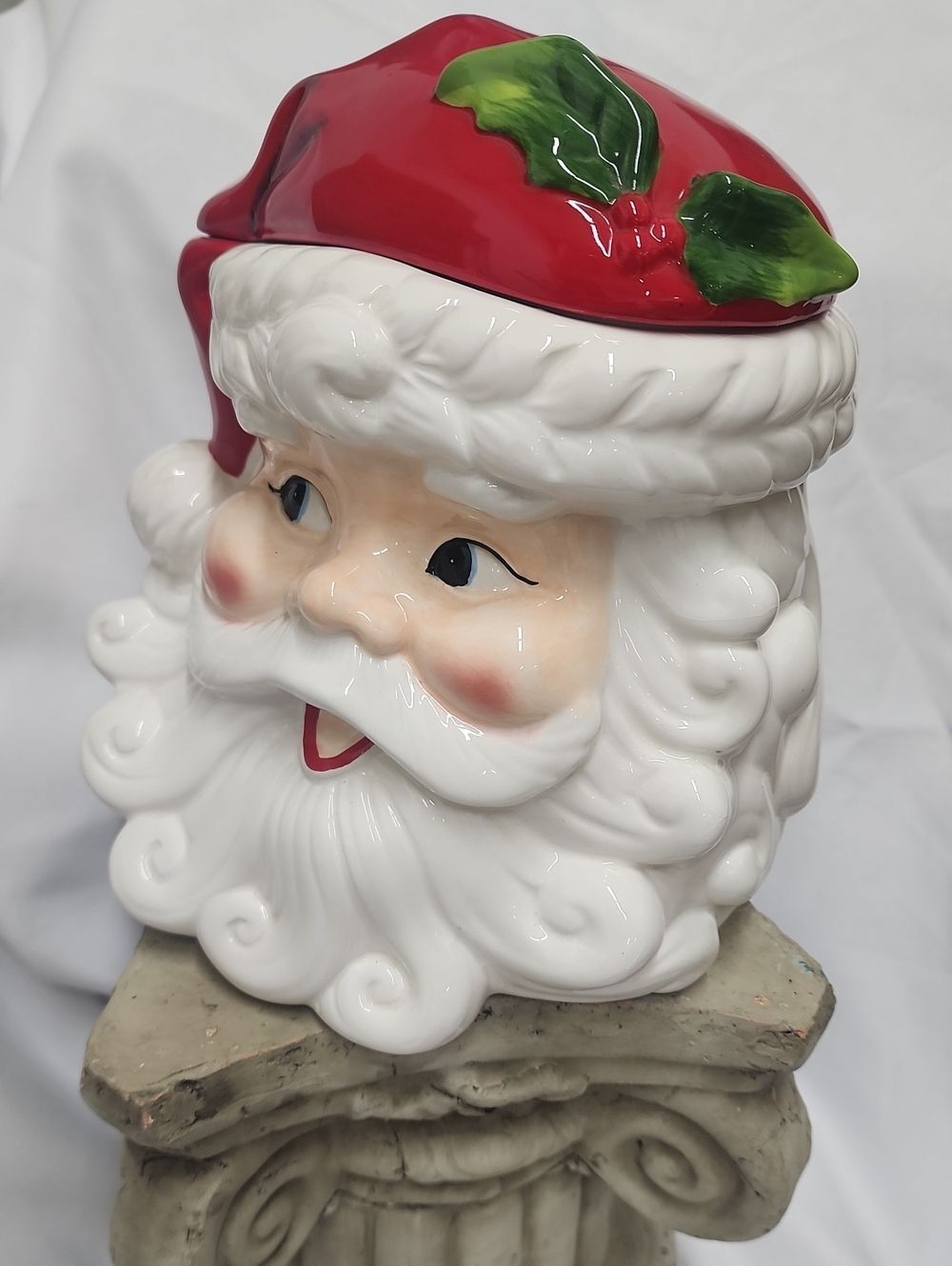 Santa Cookie Jar Christmas Holiday Winter Sleigh Bell Bistro